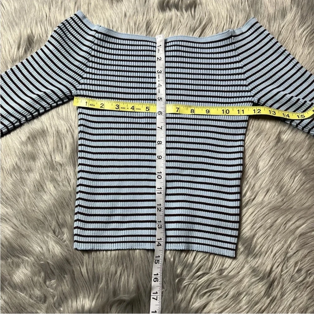 Urban Outfitters Silence Noise Berlin Off Shoulder Blue Brown Striped Sweater